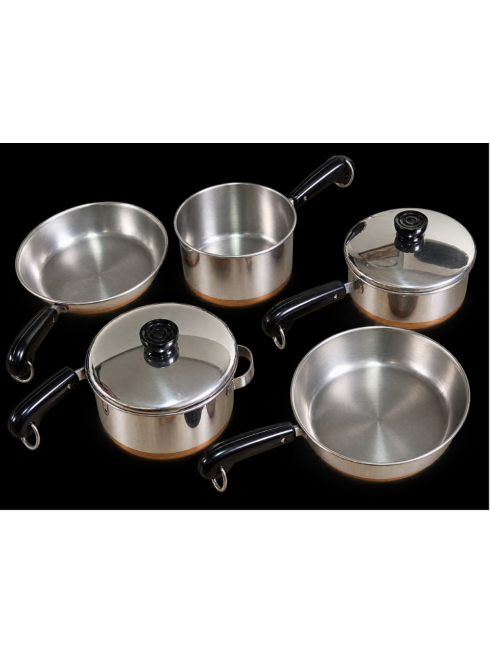 Vintage Revere Ware Miniature Copper Clad Cookware 5 Piece Lot 2 Lids